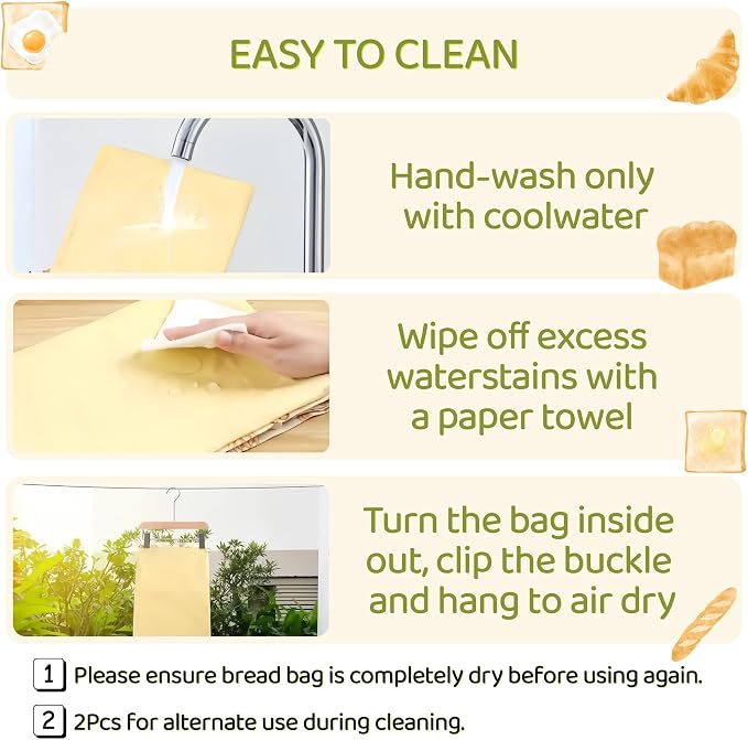 2 Pack XL Beeswax Bread Bags with Zipper Seal – Reusable Cotton Linen Waxed Bread Bags for Homemade Bread, Sourdough Storage, Eco-Friendly Bees Wax Bag Alternative to Plastic (2Pack)