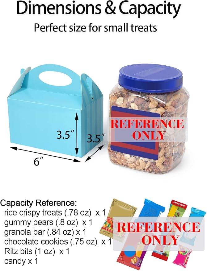 Happyhiram 25 CT Blue Party Favor Boxes Blue Striped for Boys and Men, Small Treat Boxes with Handle 6" Gable Candy Boxes Paper Gift Boxes for Kids Son Birthday Baby Shower Bridal