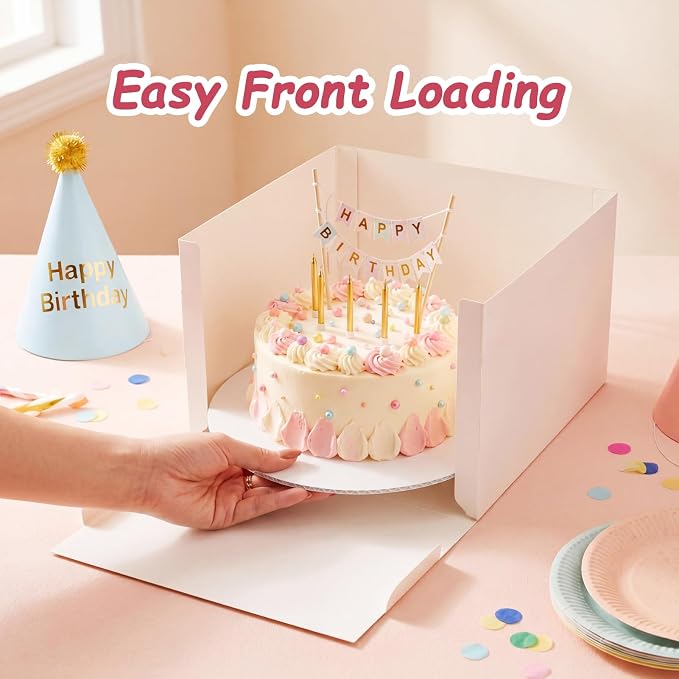 CRUGLA 15 Pack 12x12x8 Cake Boxes with Cake Boards, White Bakery Window Boxes, Tall Dessert Carrier for Birthdays, Weddings, Bake Packaging