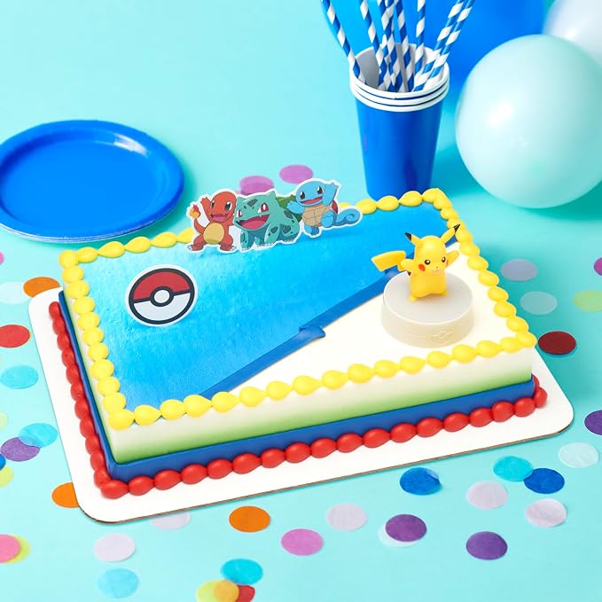 DecoSet® Pokémon Light Up Pikachu Cake Topper, 3 Piece Decoration Set, Birthday Decorations For All Size and Shape Cakes | For Birthday And Celebrations
