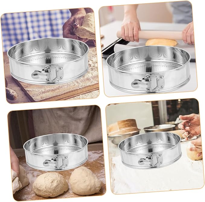FOMIYES Stainless Steel Springform Cake Pan 9 Inch Locking Removable Bottom Leakproof Baking Mold for Cheesecake and Bread Baking Kitchen Bakeware