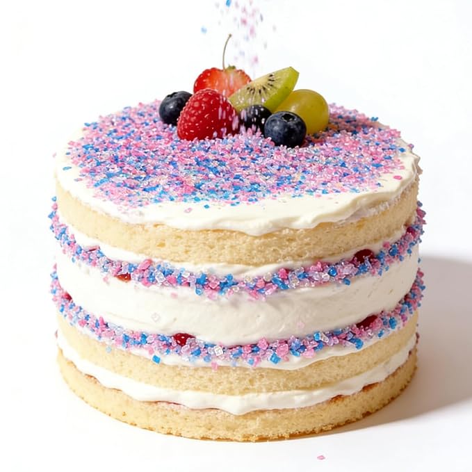 Sentovac Rainbow Sanding Sugar Crystals for Baking Edible Colorful Pastel Easter Crystals Sparkling Sugar Sprinkles Cake Cookie Cupcake Topper Ice Cream Decoration Supplies