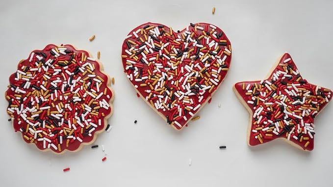 NCS San Francisco Game Day Red, Black, White & Gold Jimmies Edible Sprinkles – Cupcake, Cake & Cookie Decorations, 7 oz