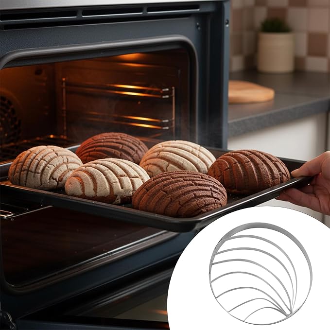 6PCS Cookie Cutter - Includes 1pcs Mexican Bread Mold and 5pcs Pig Concha Stamp for Perfect Conchas - Donut Biscuit Cutters Variety Pack Baking Supplies Kitchen Appliances