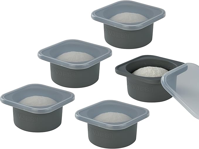 Stackable Silicone Artisan Pizza Dough Proofing Proving Containers with Lids-2/3/4/5 pack-500ml portion (Spacegrey, 5 PACK)