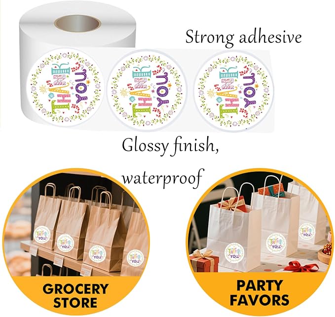 1000 Pcs 1.5Inch Thank You Stickers Self-Adhesive for Envelope Seals,Small Business Packaging,Bakery Gift Boxes,Dessert,Cookie Boxes
