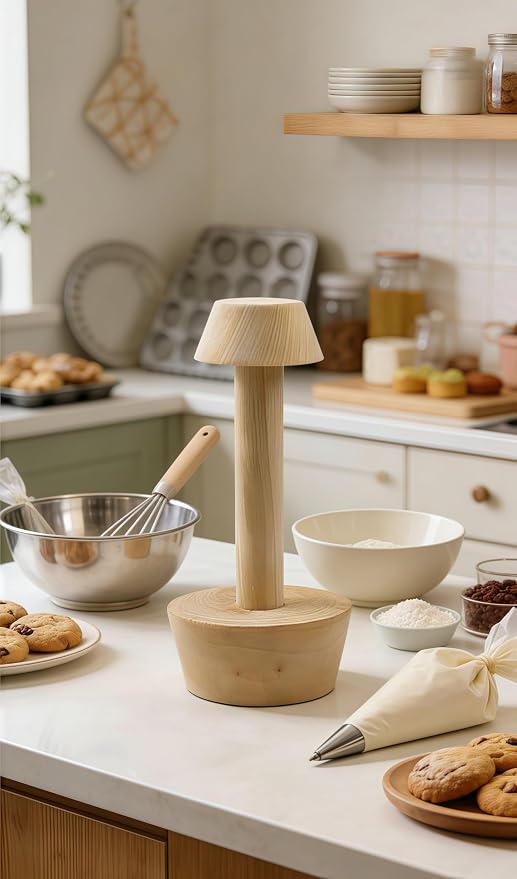 1 Pack Wooden Tart Tamper, Double Side Pastry Dough Tamper Egg Tart Pan Mold, DIY Cake Pusher for Kitchen Party Baking Tools