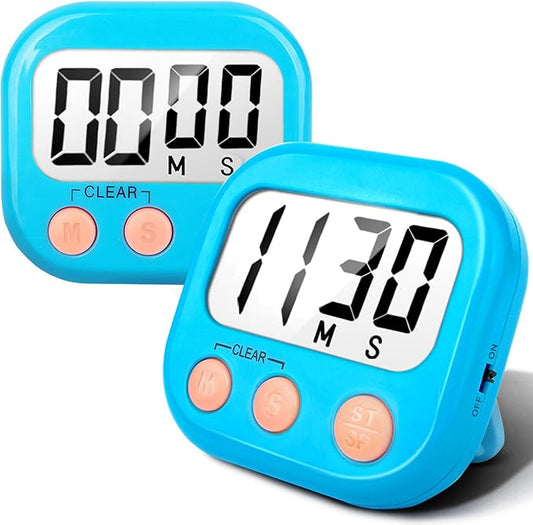 2 Pack Kitchen Timers Loud Ring Digital Timers for Cooking Magnetic Blue