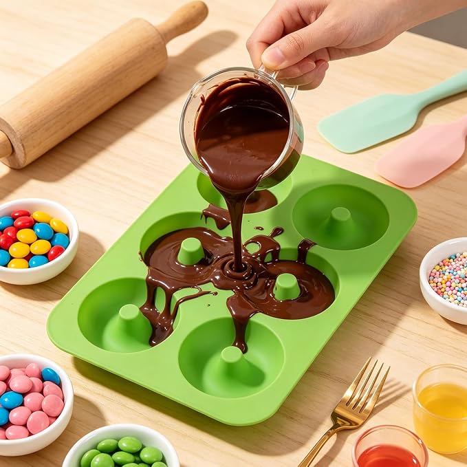 6 Cavity Donut Silicone Chocolate Molds Doughnut Pan Mold For Chocolate Candy Set Of 2