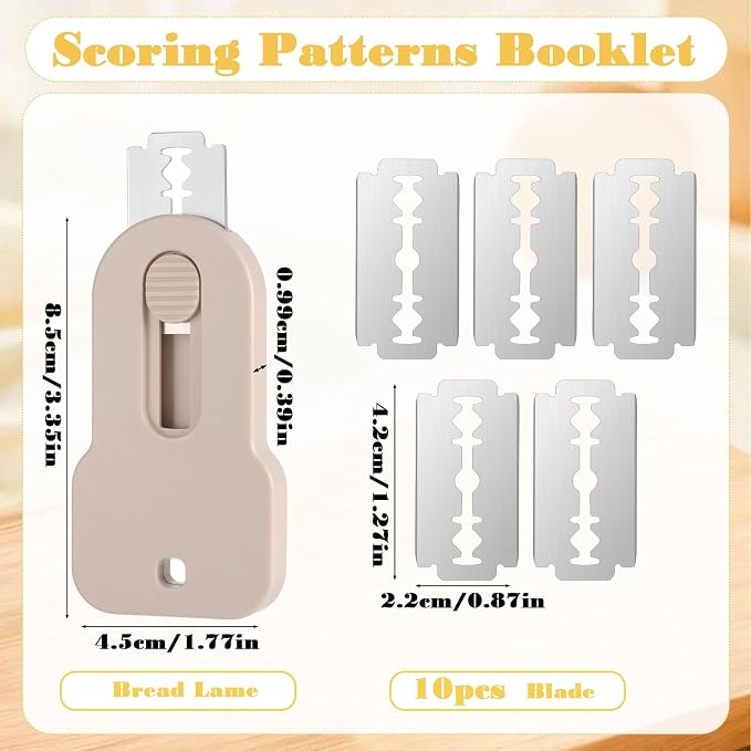 ElevateTech Bread Lame Sourdough Scoring Tool with 10 Replaceable Blades Bread Scoring Tool for Sourdough BreadBaking BreadMaking Tools Beige