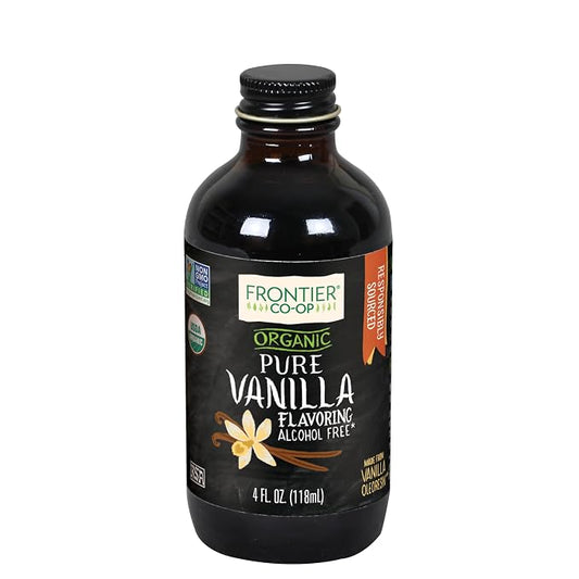 Frontier Co-op Organic Pure Vanilla Flavoring, 4 fl oz - For Baking, Homemade Coffe Syrups, and Beverages