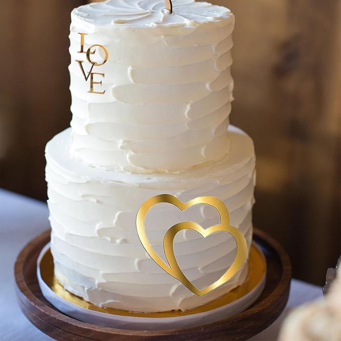 12 Pcs Acrylic Love Heart Cake Topper, Gold Heart Cake Toppers, Valentine's Day Cake Decoration, Wedding Cake Toppers, Anniversary Engagement Birthday Party Supplies