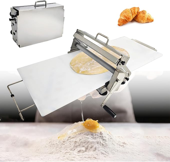 40.9''x15.5" Folding Dough Sheeter with Sheeter Board Portable Manual Dough Roller Machine Stainless Steel Sheeter Thickness Adjustable for Pizza Dough, Puff Pastry Dough