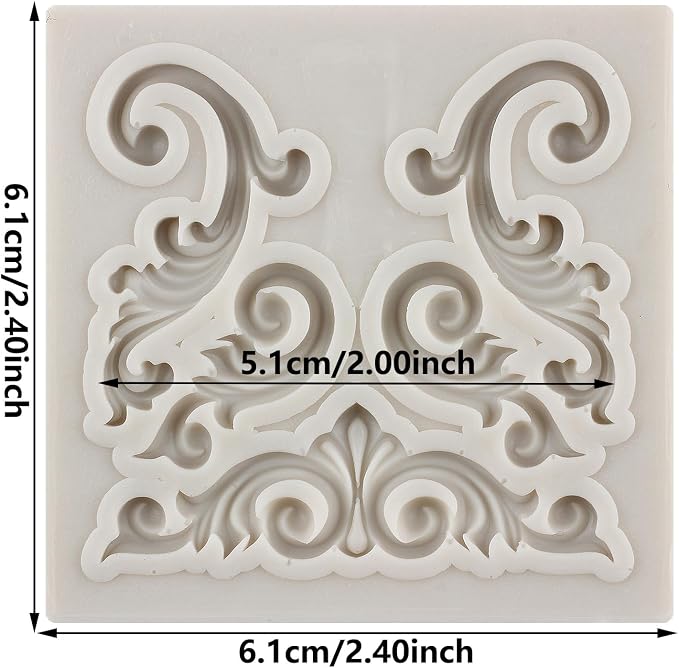 Baroque Silicone Molds - Curlicues Scroll Lace 3D Sculpted Fondant Relief Flower Filigree Molds For Cake Decorating Cupcake Topper Chocolate Gum Paste Candy Polymer Clay