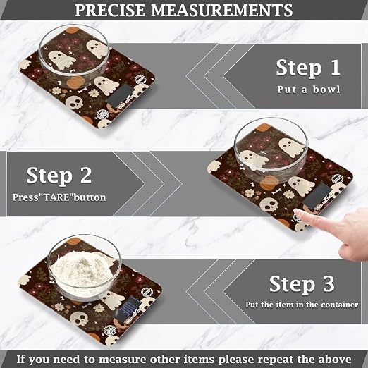 Food Scale Kitchen Digital Scale Food Ounces and Grams Dieting Baking Cooking Waterproof Glass Panels LCD Display,4 Units Scale Tare Function Halloween Fall Skull