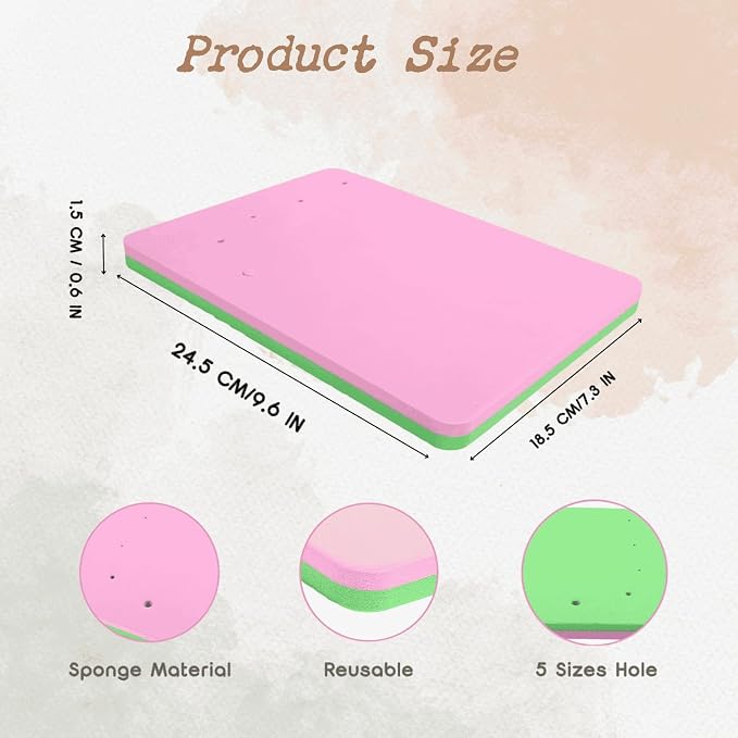2 PCS Fondant Foam Pad with 5 Holes - Silicone Mat for Cake Decorating, Rolling Pin & Clay Tools, Perfect for Fondant, Gum and Air Dry Clay Crafts