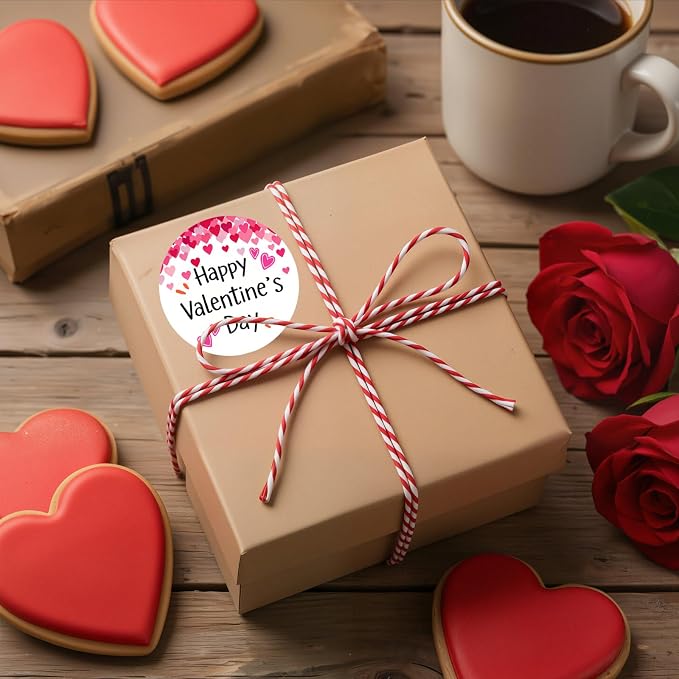 120Pcs Valentine Heart Stickers, 2 Inch Round Labels for Kids Classroom Exchange, Self Adhesive Seals for Treat Bags, Cards, Envelopes, Party Favors & Gift Wrap (Valentine’s Day)