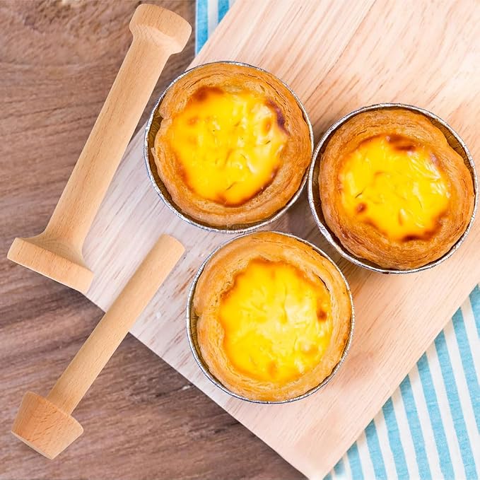 3 Pcs Wooden Tart Tamper Set, Double Side Pie Pastry Dough Tampers, DIY Cake Egg Tart Pan Mold Presser Baking tool for Mini Egg Tart Shells,Pastry, Cheesecake, Mini Pie and Dessert Baking