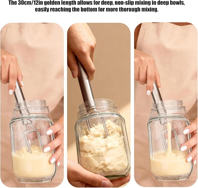 Danish Dough Whisk & Cutter, 30cm/12in Stainless Steel Sourdough Stirrer Heat-Resistant Dough Cutter Bread Making Tools and Baking Supplies for Pastries Cakes Sourdough Pizza