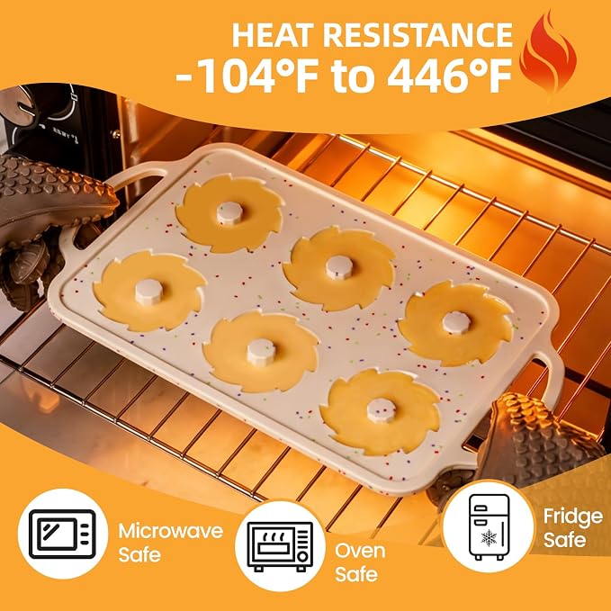 FUNBAKY Mini Swirl Cake Pan with Metal Reinforced Frame, 2Pcs Silicone 6-Cavity Mini Flan Molds, Nonstick Fluted Cake Pan for Cupcake, Brownie, Donuts, Jello