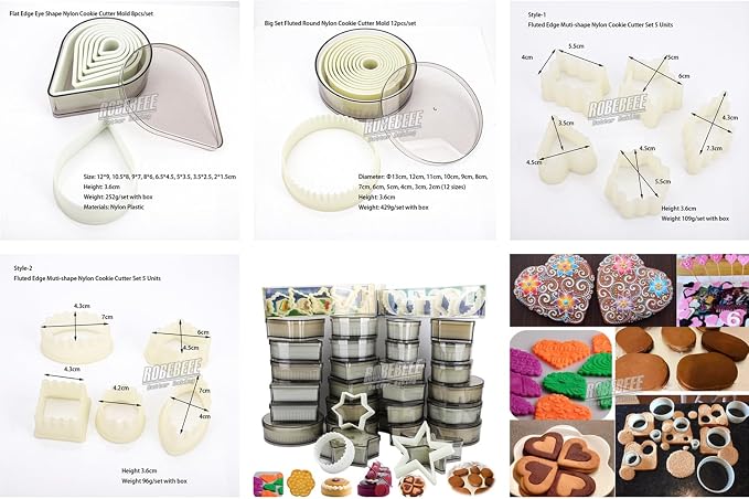 Multi-Shape Nylon Cookie Molds Round Square Star Plastic Geometry Biscuit Cutter Dough Mousse Bread Slicer DIY Bakery Utensils (Flat Water Drop)