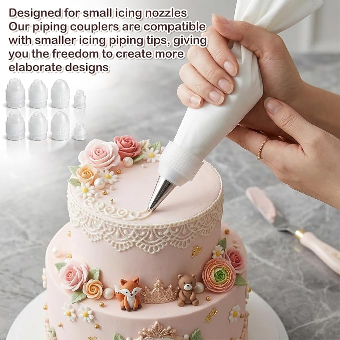 8 Pcs Couplers for Piping Bags, 4 Sizes Piping Bag Couplers for Cake Decorating, Pastry Bag Coupler for Bags, Icing Nozzles