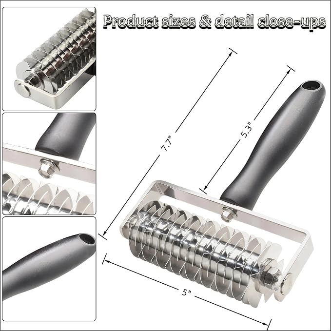 Pastry Lattice Roller Cutter - EVNSIX Stainless Steel Professional Dough Lattice Top Pie Pizza Bread Pastry Crust Lattice Roller Cutter