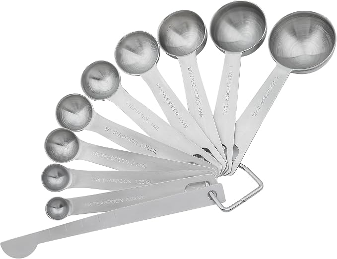Measuring Cups and Spoons Set 18, Metric&US 18/8 Stainless Steel Measuring Cups and Spoons for Kitchen &Baking, Metal Measue Cup and Spoon for Dry&Liquid, 8 Measure Cups&9 Spoons w/Leveler
