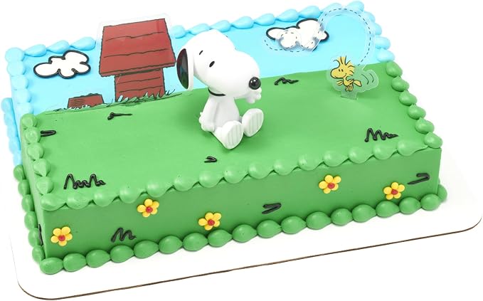 DecoSet® Peanuts® Snoopy® and Woodstock® Cake Topper, 3-Piece Cake Decoration | For Birthday, Parties, Celebration