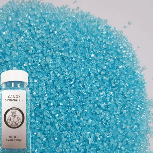 HeDeon&Rles Edible SkyBlue Sanding Sugar Crystals for Baking 120g/4.23oz Sparkling Sugar Crystals Cake Cupcake Pancake Ice Cream Top Birthday Wedding Easter Halloween ChristmasCake Decoration