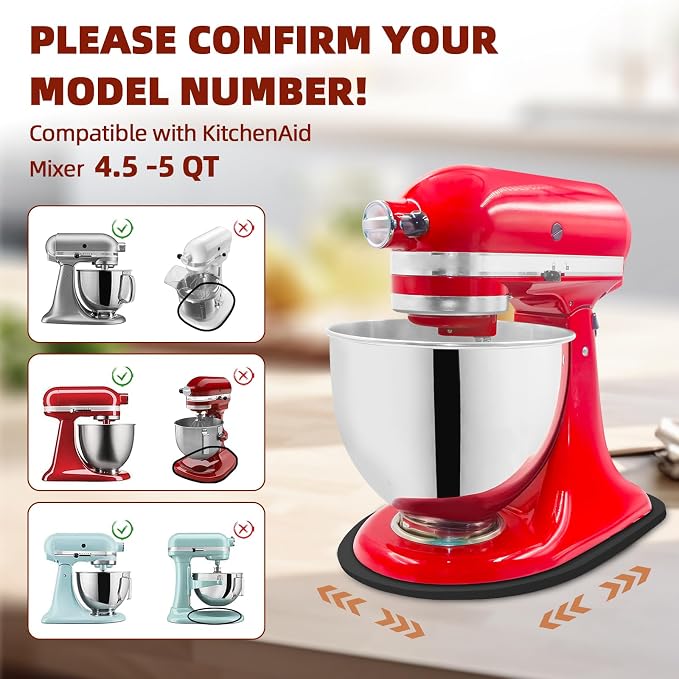 Mixer Slider Compatible with 4.5-5 QT Kitchen Aid Stand Mixers, Kitchen Countertop Storage Mover Sliding Caddy Mixer Slider Mat for Kitchen Aid Stand Mixer Accessories Attachment (Bamboo - Black)
