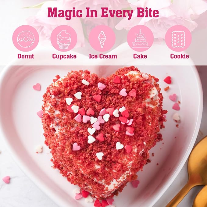Twisweet Mini Heart Sprinkles for Cake Decorating, Edible Red Pink White Sugar Sprinkles, Mix Baking Candy, Cupcake Topper Cookie Ice Cream Cake Decorations, Valentine Mother's Day Birthday Wedding Party Supplies (100g/3.53oz)