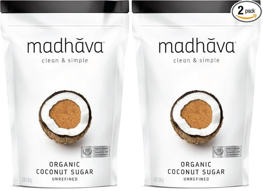 MADHAVA Organic Coconut Sugar 3 Lb. Bag, Natural Sweetener, Sugar's Alternative, Unrefined, Sugar for Coffee, Tea & Recipes, Vegan, Organic, Non GMO (Pack of 2)