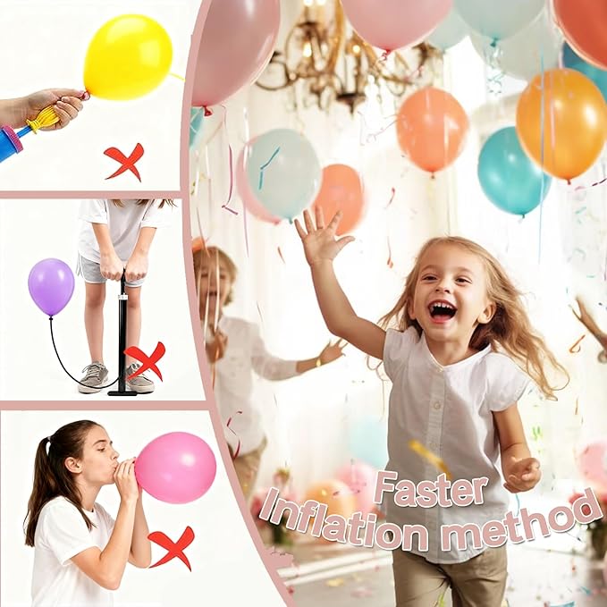 4-in-1 Electric Balloon Pump for All Balloons, Inflatables, and Sports Balls, Portable High Power Triple Inflating Ports for Latex Foil 260q Mylar Balloon
