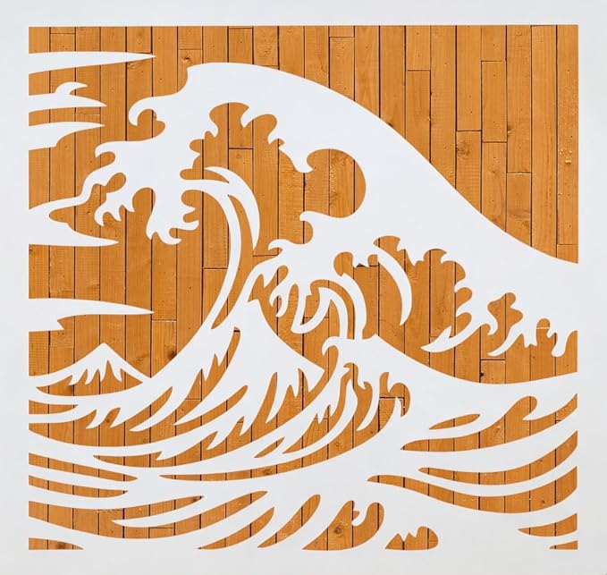 Great Ocean Wave Stencil – Nautical Ocean Travel Adventure Design Template Pattern Reusable Art Stencil for Painting, Crafting and DIY Projects