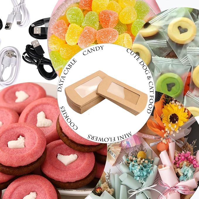 40 Pcs Pillow Gift Boxes with Windows,Kraft Paper Mini Pillow Packaging Box, Creative Favor Box Folding Treat Boxes with Clear Window for Bakery Candy Chocolate Jewelry Display Wedding Party Favor