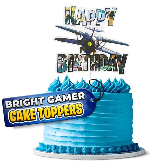 Video Game Cake Topper with 7 Action Figures & Large Logo - Sturdy Cardboard Cake Decorations, Easy Adjustment & Firm Installation - Creative Happy Birthday cake Toppers for Boys & Girls