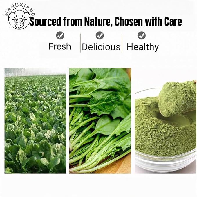 MAHUXIANG Organic Spinach Powder (8.8 oz / 250 g) — Single-Ingredient Spinach Powder for Cooking & Baking, No Added Ingredients, Gluten-Free