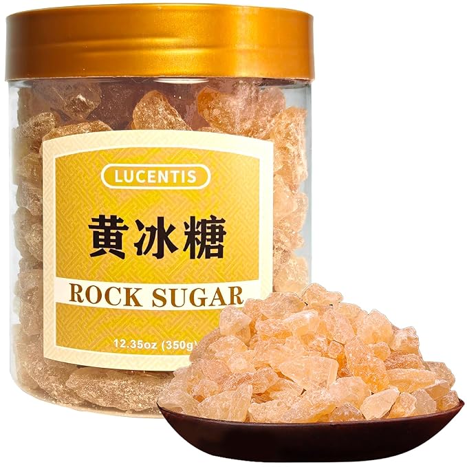 Natural Yellow Rock Sugar Crystals (黄冰糖), Traditional Cane Sugar Crystals for Tea, Desserts & Cooking, No Additives, 350g