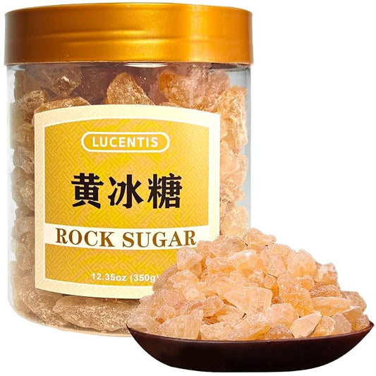 Natural Yellow Rock Sugar Crystals (黄冰糖), Traditional Cane Sugar Crystals for Tea, Desserts & Cooking, No Additives, 350g