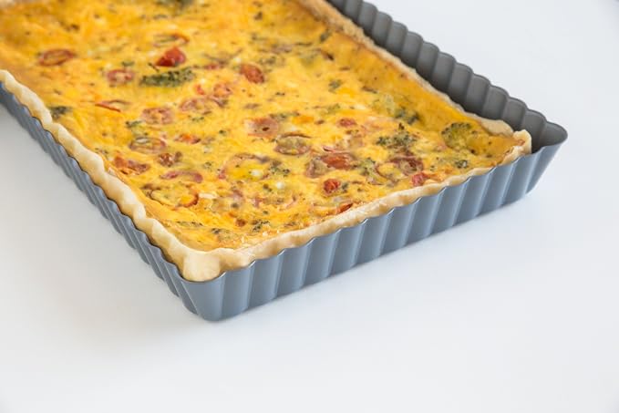 Fox Run Rectangular Loose Bottom Tart/Quiche Pan, Preferred Non-Stick, 11-Inch