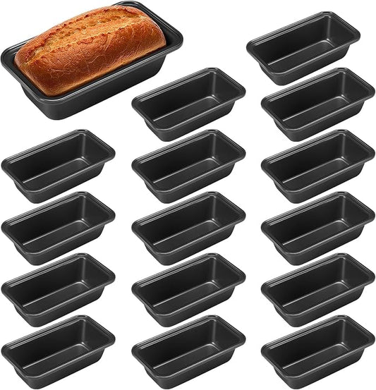 Uiifan 16 Pcs Mini Loaf Pan for Baking Bread Non Stick Small Banana Bread Tins Mini Loaf Pans for Nonstick Tiny Meatloaf Pan Carbon Steel for Oven and Baking (6 * 3.3 * 2inch,Grey)