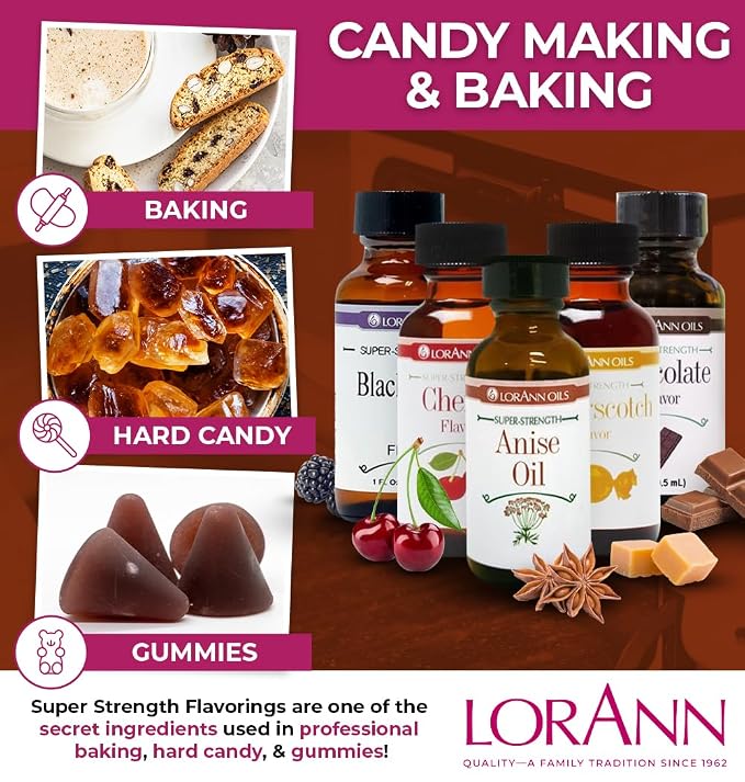 LorAnn Oils Super Strength Flavoring - Used For Candy Making, Flavoring Extracts, Baking, Hard Candy, and Flavor Oils - Bold, Natural Flavors 4X Stronger Than Extracts - Anise Oil, 1 fl oz