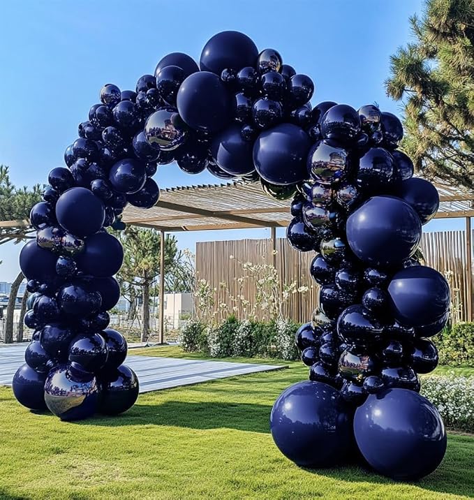 Navy Blue Balloons Double Stuffed Dark Royal Blue Balloon Garland Different Sizes 18/12/5in Pearl Balloon Arch Kit for Graduation Wedding Birthday Baby Shower Father's Day Party Decorations