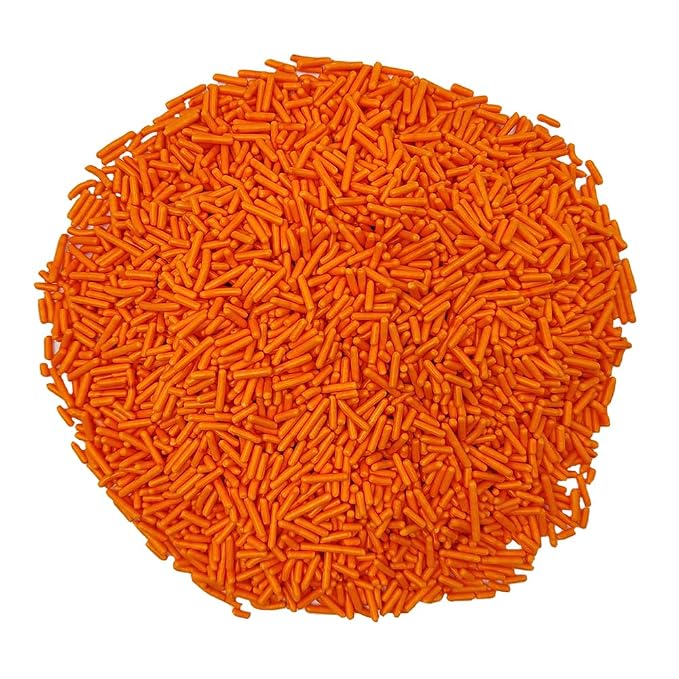 Homankit Orange Jimmies Sprinkles Edible Sprinkle Candy Soft Jimmies Toppings for Ice Cream, Cupcake, Cake, Cookie, Dessert Decorating 2.75 Ounces