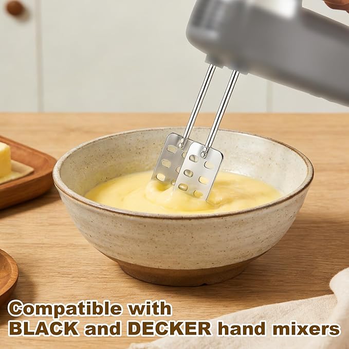2pcs Hand Mixer Butter Beaters Replacement Compatible, Stainless Steel Mixer Beaters Attachments Churner Blender Parts for Quickly Make Fresh Homemade Butter