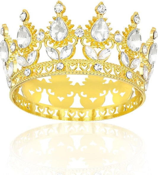 Gold Crown Cake Topper Happy Birthday Cake Toppers Wedding Cake Toppers Mini Crowns for Flower Bouquets Party Decorations