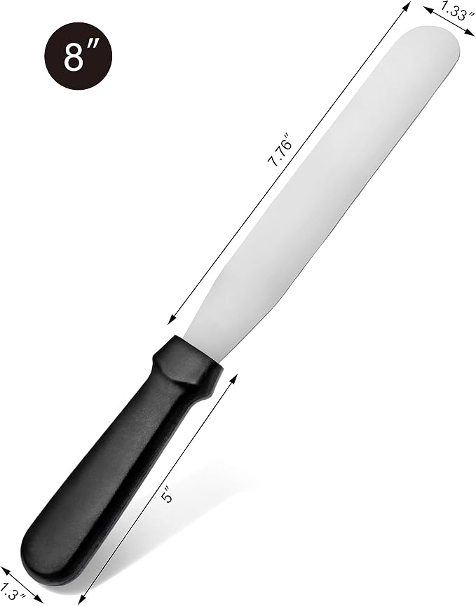 New Star Foodservice Straight Icing Spatula, 8 Inch Blade, 13 Inch Overall, Bakery-Grade Stainless Steel Cake Decorating and Frosting Spatula