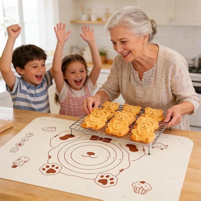 Silicone Baking Mat with Measurements, Non-Slip Non Stick Pastry Mat Sheetfor for Dough,Pastry, Bread, Cookies, Pizza, Fondant, Pasta