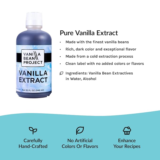 Pure Vanilla Extract | Cooking and Baking Necessity | Vanilla Bean Project | 1 Quart, 32 Ounces